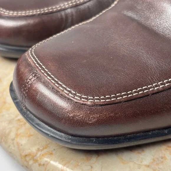 Aerology by Aerosoles Alexis Brown Leather Square Toe Block Heel Loafers 9M - Picture 7 of 10